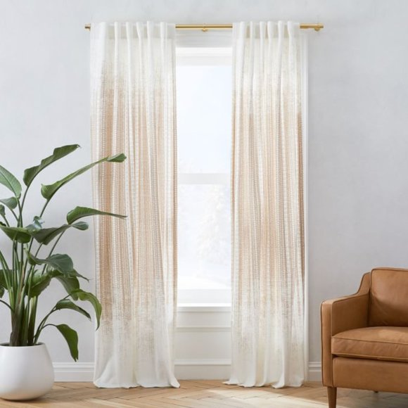 West Elm Gold Dust Echo Print Curtains | 48x96" | qty: 3 Panels - Picture 4 of 7